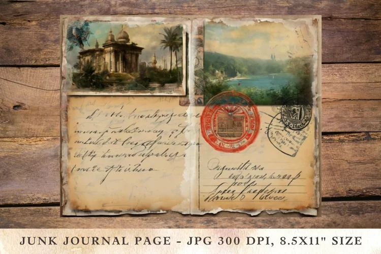 Printable Junk Journal Pages postcard landscape 1