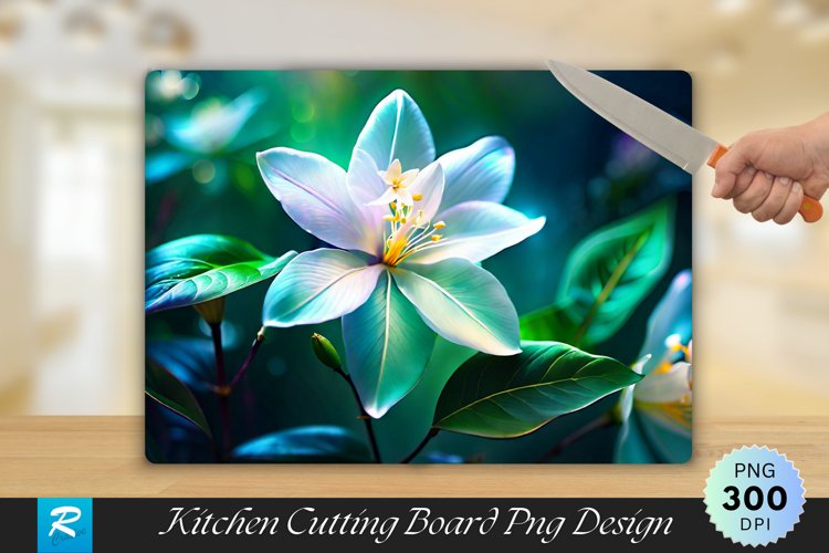 Enchanting Jasmine Artistic Cutting Board Sublimation Design example image 1
