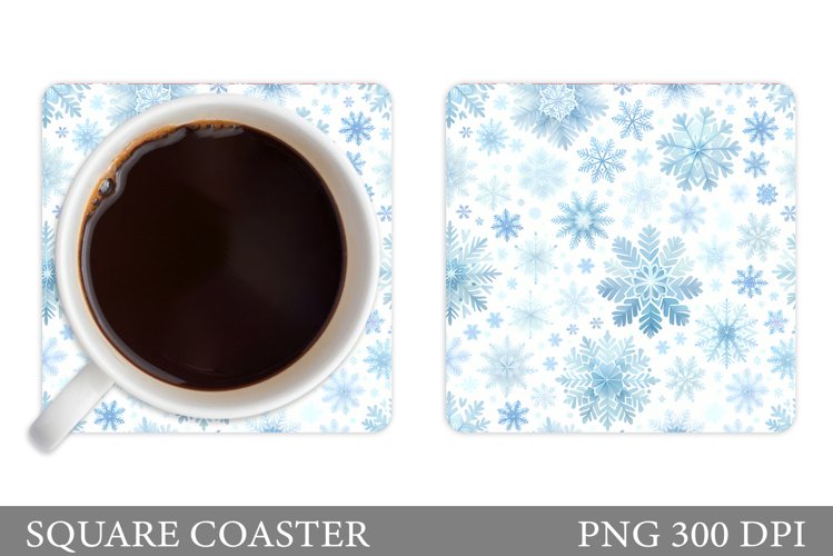 Snowflakes Coaster Design. Watercolor Snowflakes Coaster