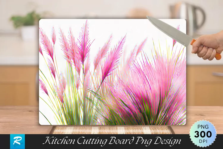 Pink Grass Cutting Board Sublimation Design