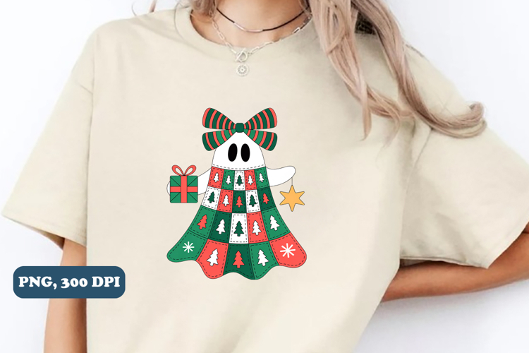 Retro Christmas Ghost PNG sublimation design