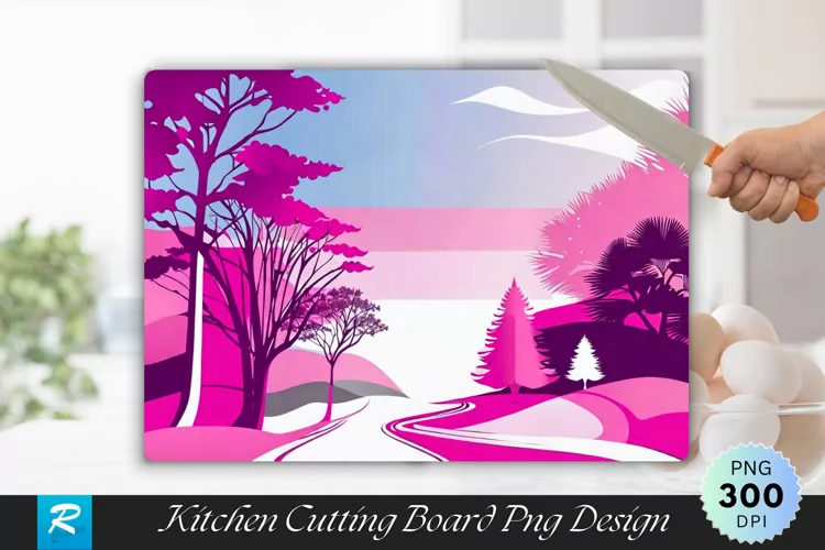 Pink Tree Cutting Board sublimation Design