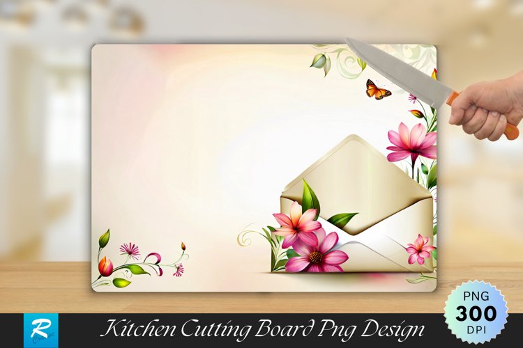 Letter envelope Floral Cutting Board Sublimation Design example image 1