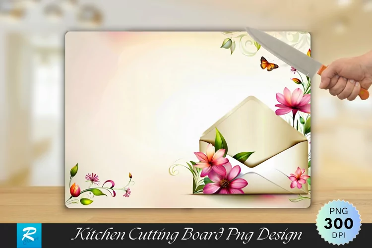 Letter envelope Floral Cutting Board Sublimation Design