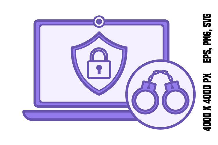 Purple Handcuffs and Laptop Icon example image 1