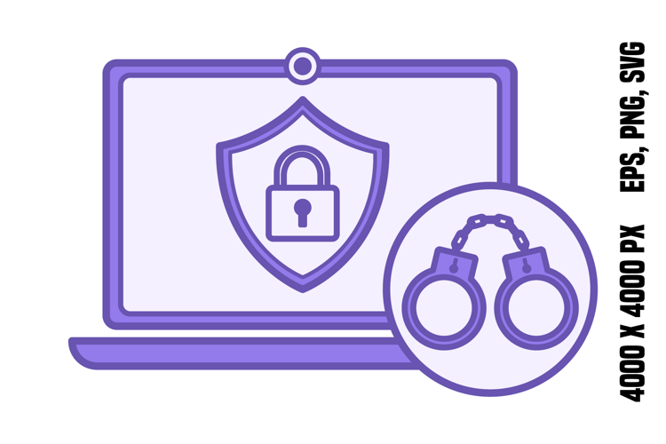Purple Handcuffs and Laptop Icon