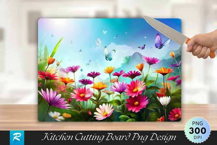Floral Cutting Board Sublimation Design
