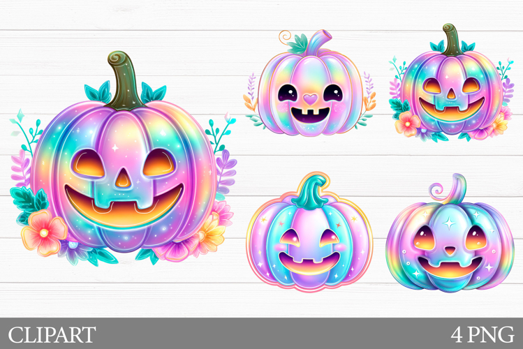 Iridescent Pumpkin Clipart. Halloween Pumpkin Clipart