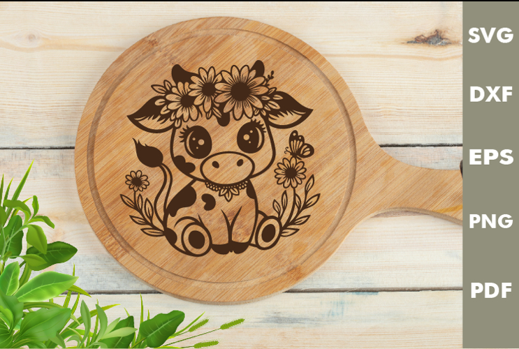 Baby Cow svg|Baby Dairy cow laser|Flower Cow svg