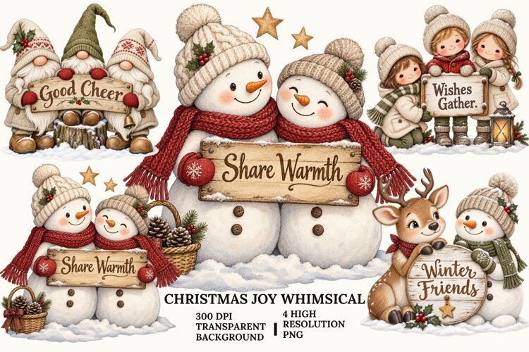Christmas Gnome Kids PNG, Cozy Winter Sublimation Designs example image 1