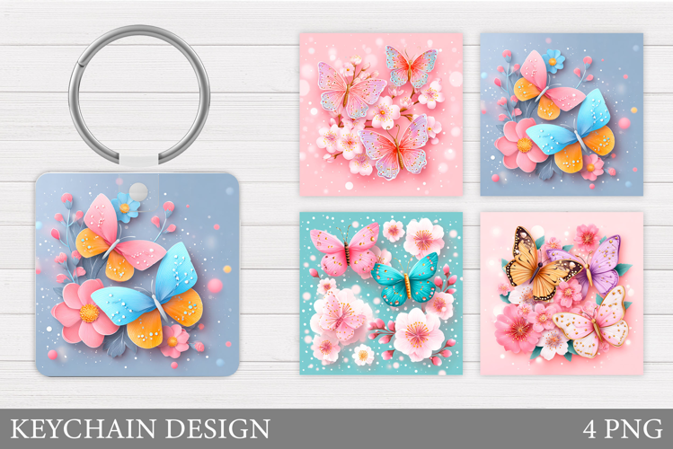 Butterflies Keychain Design. Butterfly Keychain Sublimation
