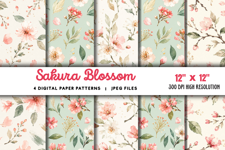 Sakura Blossom Digital Paper JPG