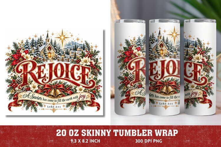 Emmanuel Christmas Tumbler Wrap, Christian Christmas 20oz Tu example image 1