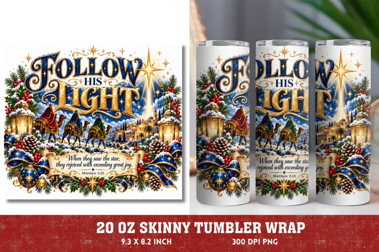 Follow His Light 20oz Tumbler Wrap, Wise Men Christmas Tumbl