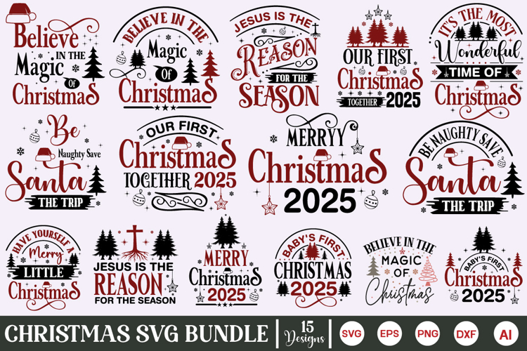 Christmas SVG Bundle, Vintage Christmas SVG PNG Bundle