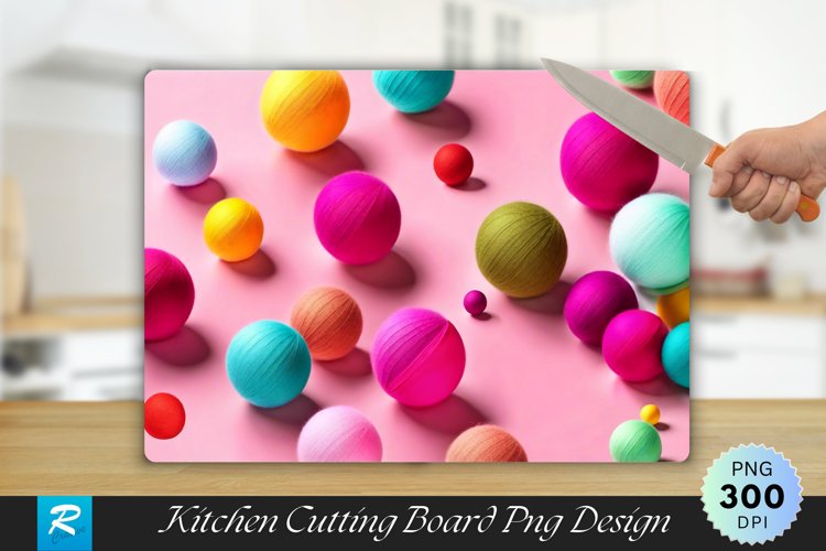 3D Colorful Balls Cutting Board Sublimation Design example image 1