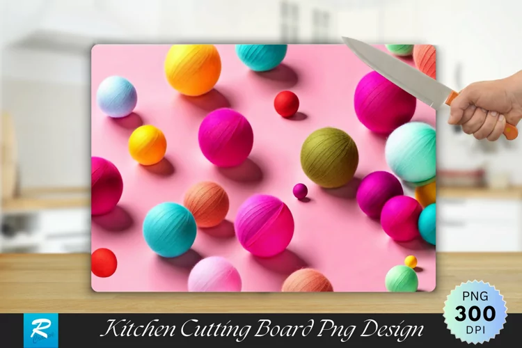 3D Colorful Balls Cutting Board Sublimation Design