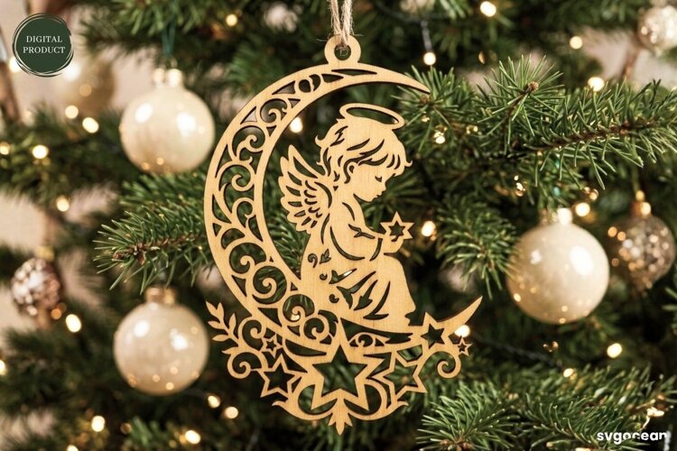 Angel Christmas Ornament Laser Cut | Glowforge | SVG example image 1