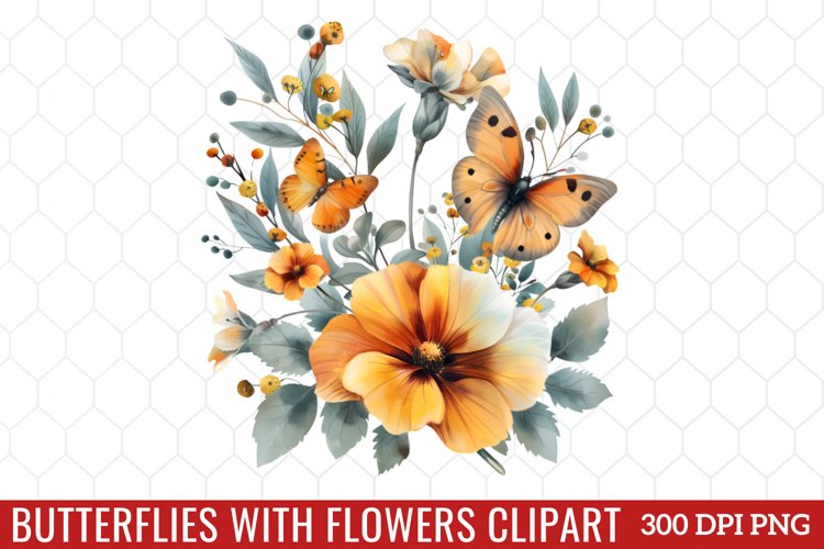 Butterflies With Flowers Clipart
