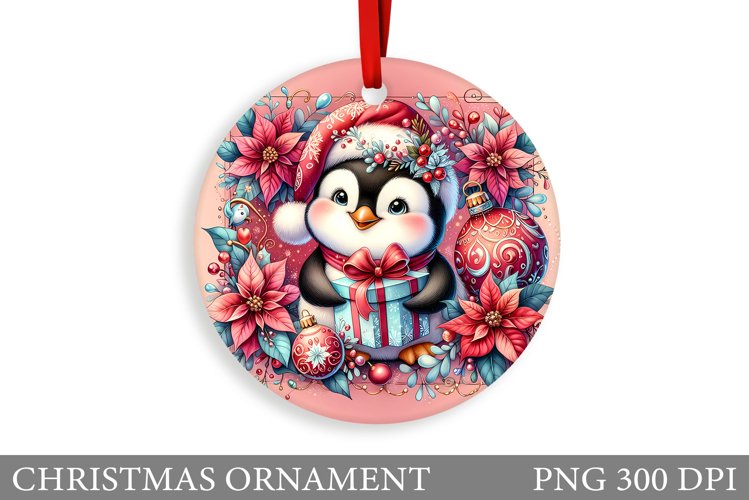 Cute Penguin Christmas Ornament. Cute Penguin Sublimation example image 1