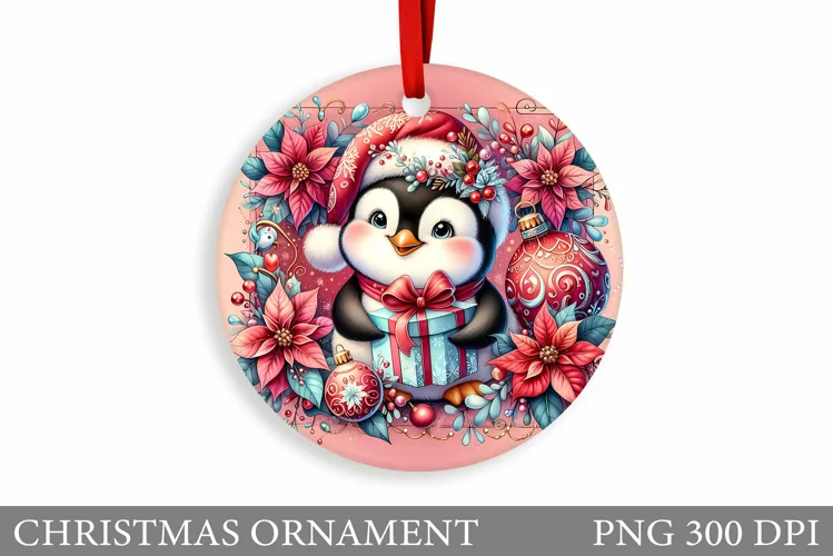 Cute Penguin Christmas Ornament. Cute Penguin Sublimation