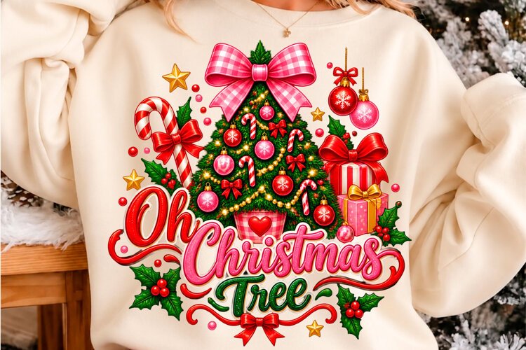 Oh Christmas Tree T-Shirt Design Cute Holiday Christmas example image 1
