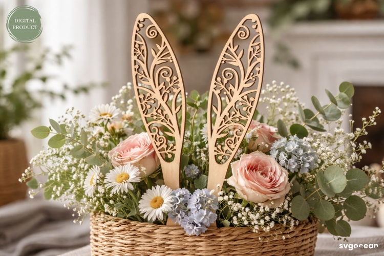 Easter Bunny Ears Laser Cut | Spring Decor | SVG