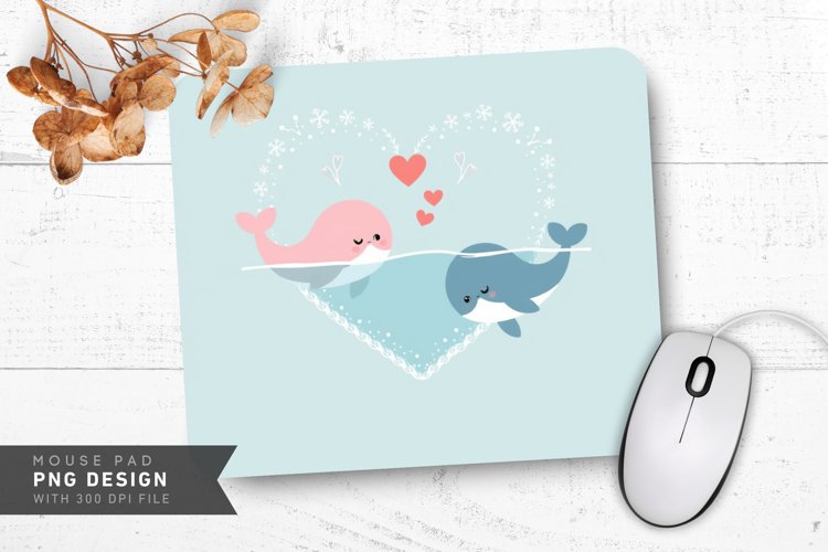 Whales in Love Mouse Pad PNG Design