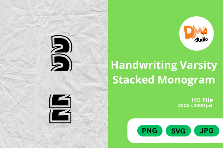 Handwriting Varsity Stacked Monogram