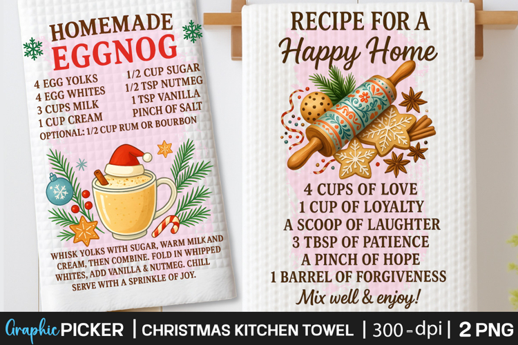 Christmas Kitchen Towel PNG, Christmas cocktail Recipe PNG
