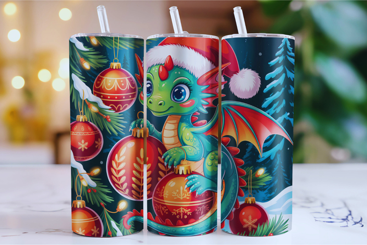 Merry Christmas Dragon Tumbler Wrap | Christmas Wrap