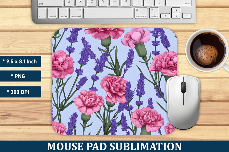 Lavender & Carnation Flower Mouse Pad | Mouse Pad Png