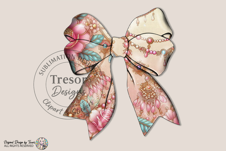 Floral Luxury Bow PNG Elegant Chic Ribbon Fashion Design PNG