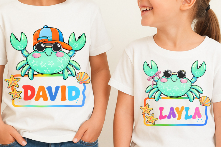 Brushstroke Custom Name Crab PNG, Funny Beach PNG, Summer
