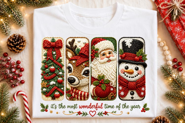 Most Wonderful Time Christmas PNG, Santa Reindeer Snowman
