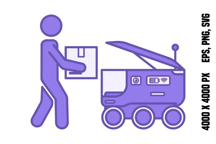 Purple Last Mile Delivery Robot Icon