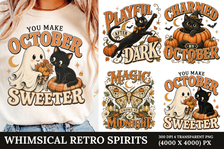 Whimsical Retro Spirits PNG