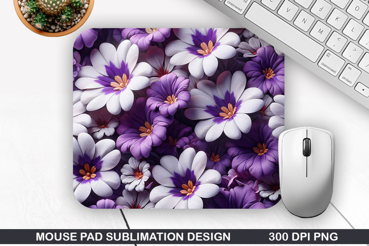 3D Flowers Mouse Pad Sublimation, Flowers Mouse Pad PNG