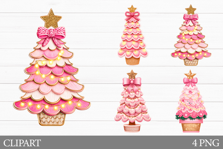 Crochet Christmas Tree Clipart. Christmas Tree Sublimation