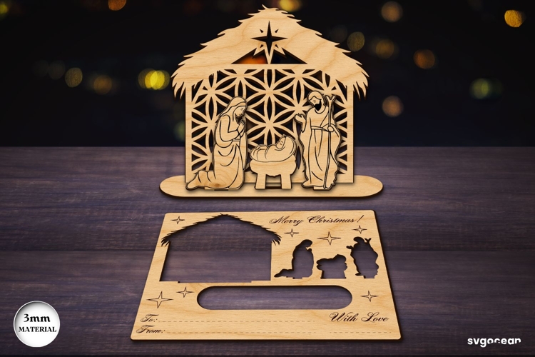 Nativity Scene Gift Card Laser Cut | Glowforge | 3D Puzzle