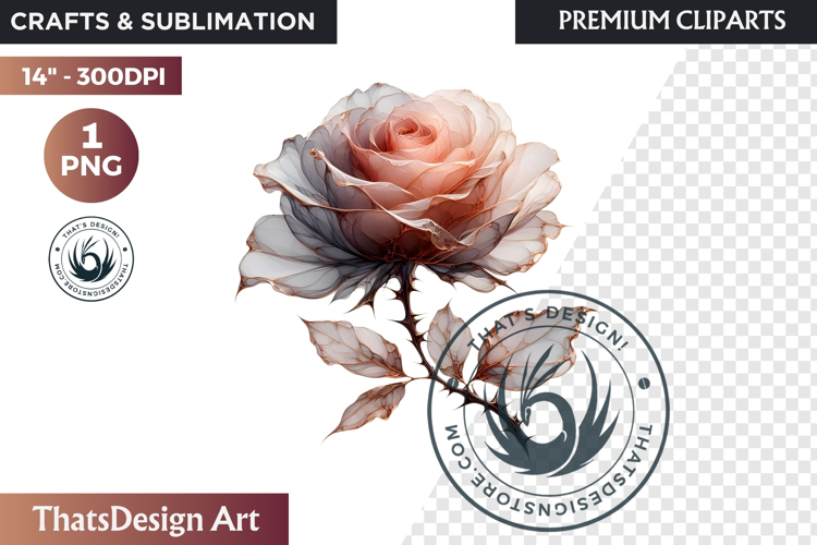 Pink Rose Gold flower Clipart, Abstract Flowers Wedding PNG