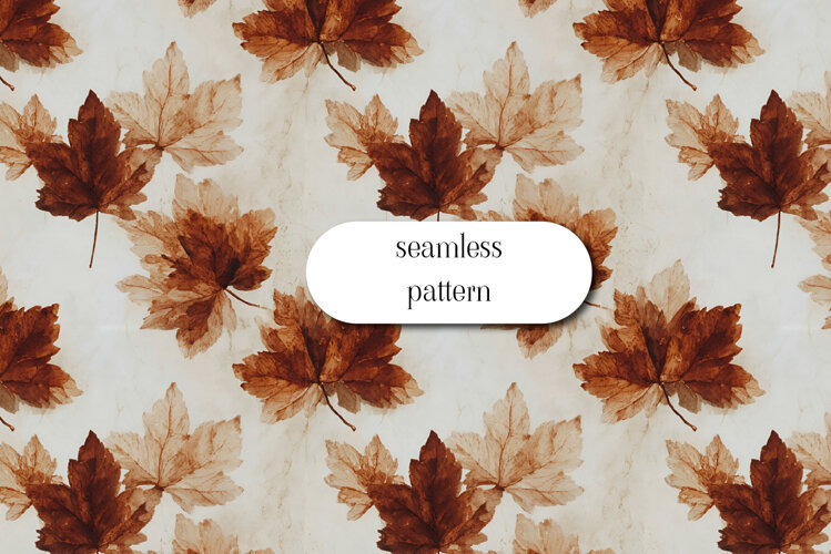 Watercolor Autumn Maple Leaves Seamless Pattern example image 1
