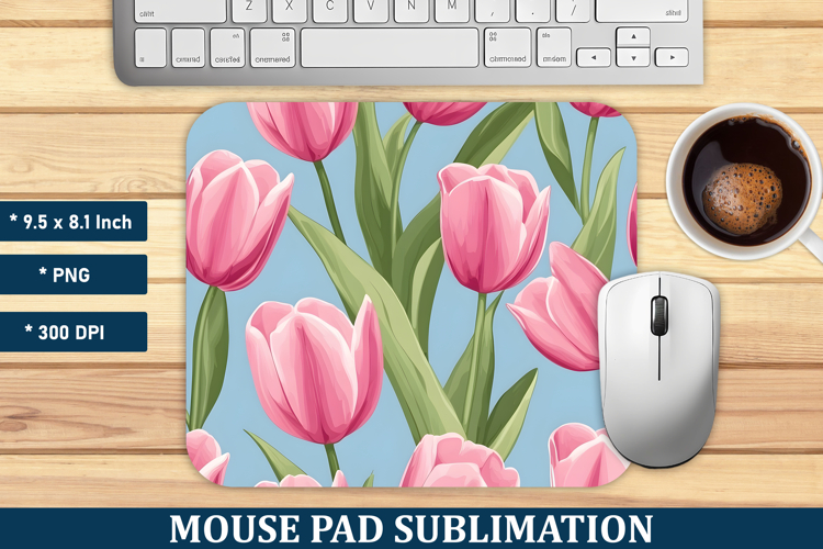 Pink Tulip Flower Mouse Pad | Mouse Pad Sublimation