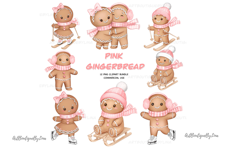 Pink Winter Gingerbread Set