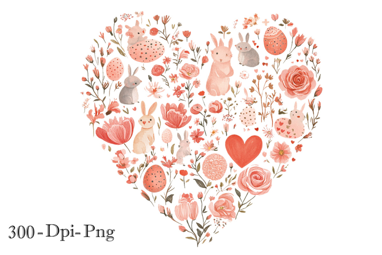 Happy Easter Heart PNG, Happy Easter Sublimation