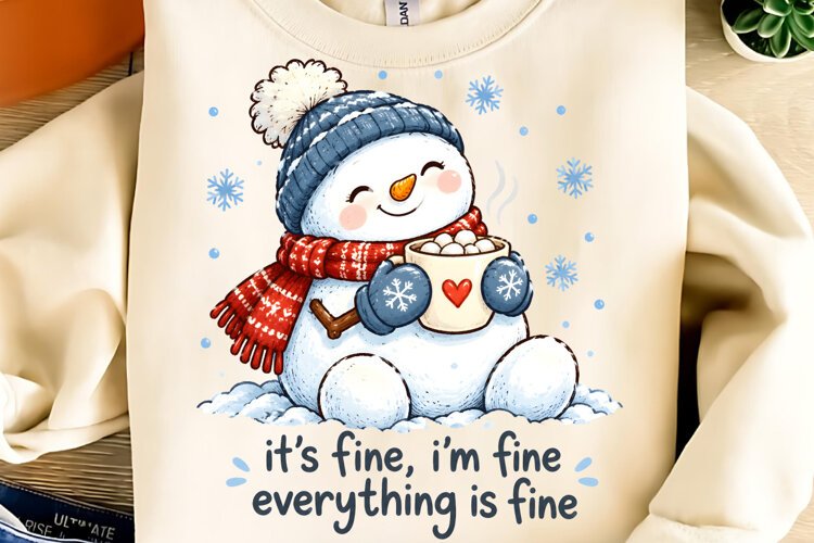 It's Fine I'm Fine Everything is Fine PNG, Christmas PNG example image 1