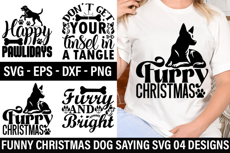 Funny Christmas Dog Saying SVG Design - Dont get your tinse