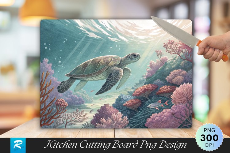 Majestic Turtle an Underwater World cutting Board PNG