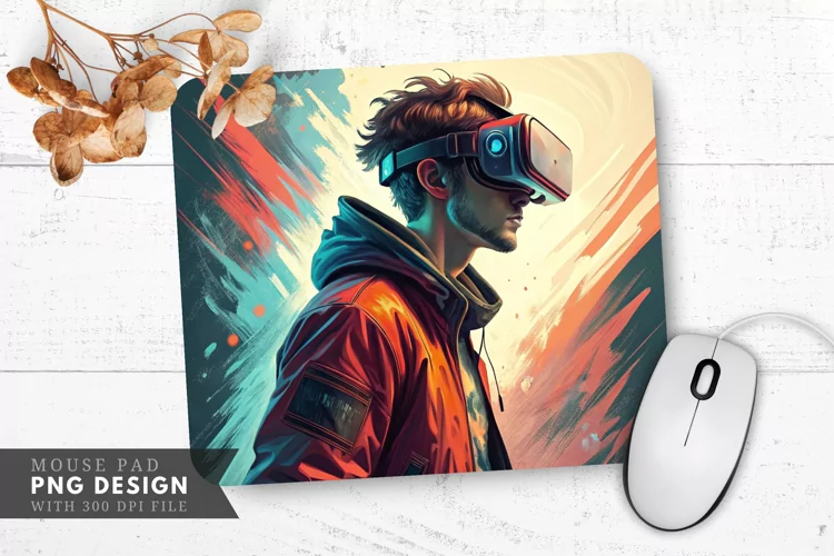 Virtual Reality Exploration Mouse Pad PNG Design