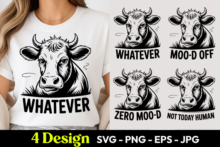 Cow Whatever Mood Off SVG PNG